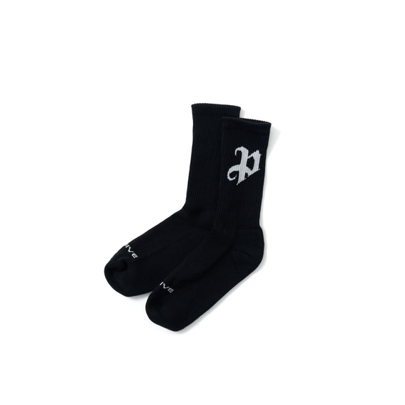 P Logo Socks -BLACK-