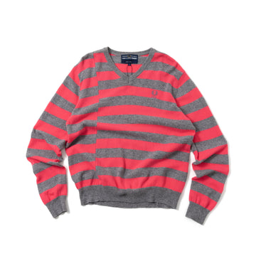 Fred Perry × Comme des Garçons Striped V-Neck Knit Sweater