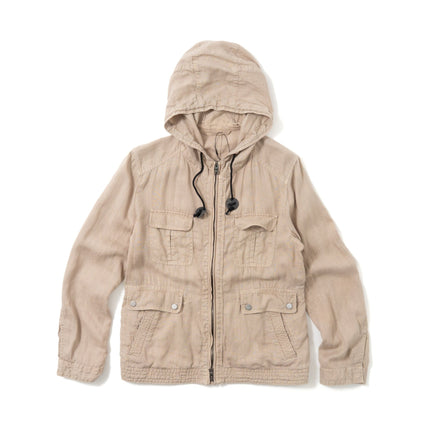 90's Joseph Homme Zip-Up Hooded Linen Jacket