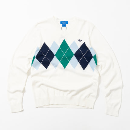 adidas V-Neck Argyle Knit Sweater