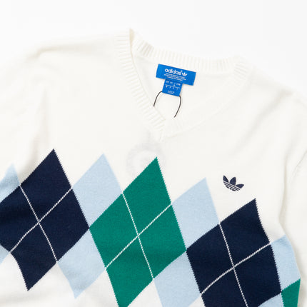 adidas V-Neck Argyle Knit Sweater