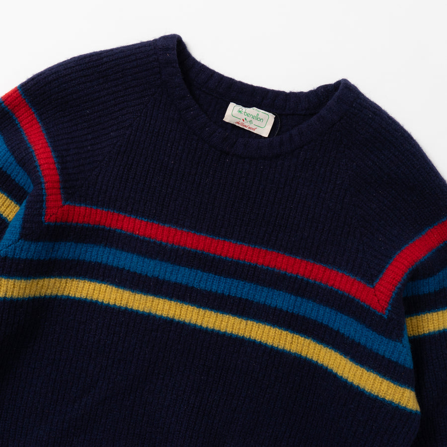 UNITED COLORS OF BENETTON MULTI STRIPED KNIT SWEATER