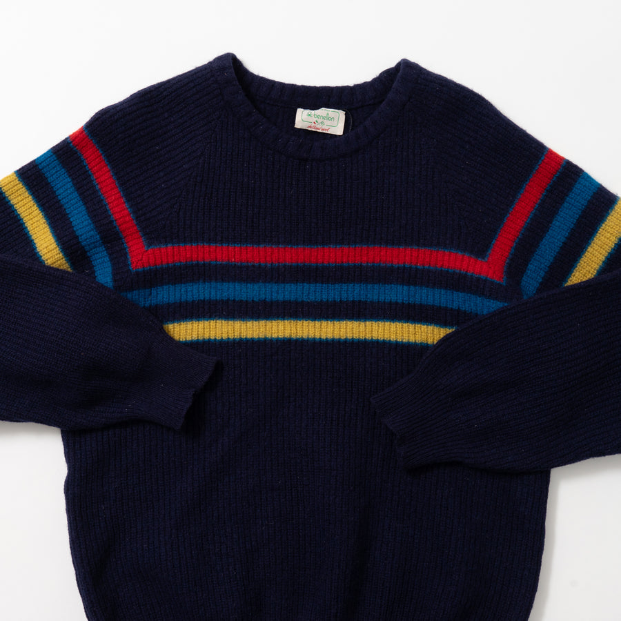 UNITED COLORS OF BENETTON MULTI STRIPED KNIT SWEATER