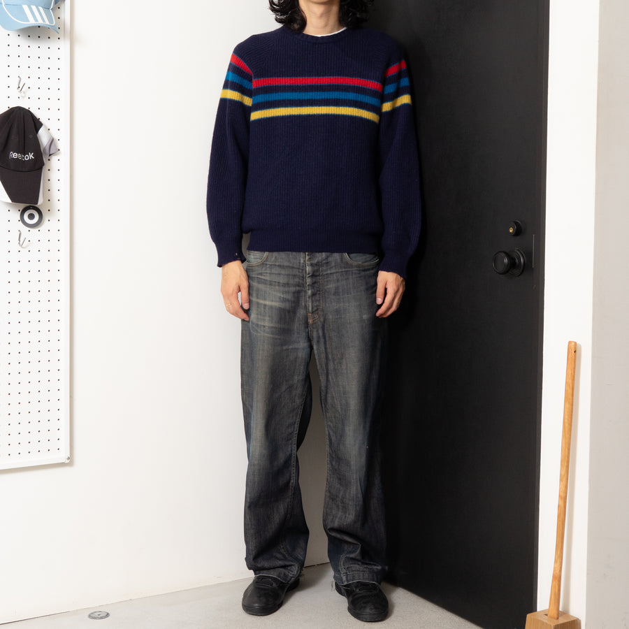 UNITED COLORS OF BENETTON MULTI STRIPED KNIT SWEATER