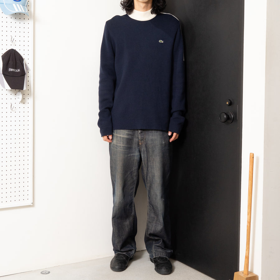 LACOSTE SWITCHED HI-NECK KNIT SWEATER