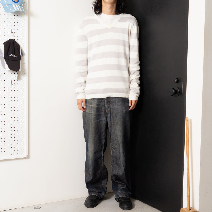 CALVIN KLEIN STRIPED KNIT SWEATER