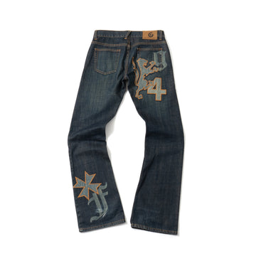 00's FAKE LONDON GENIUS Patched Bootcut Jeans