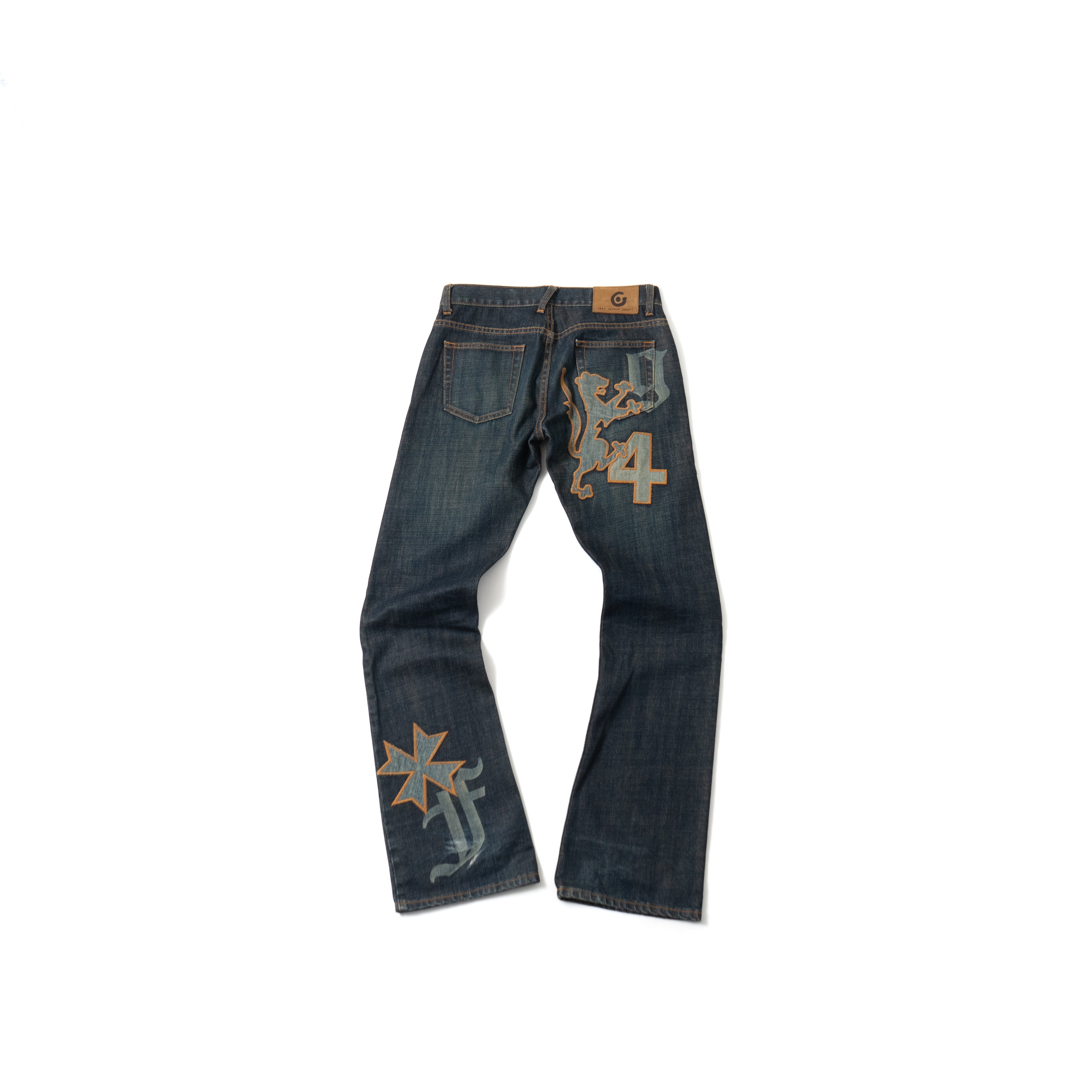 00's FAKE LONDON GENIUS Patched Bootcut Jeans – Pelsive Store