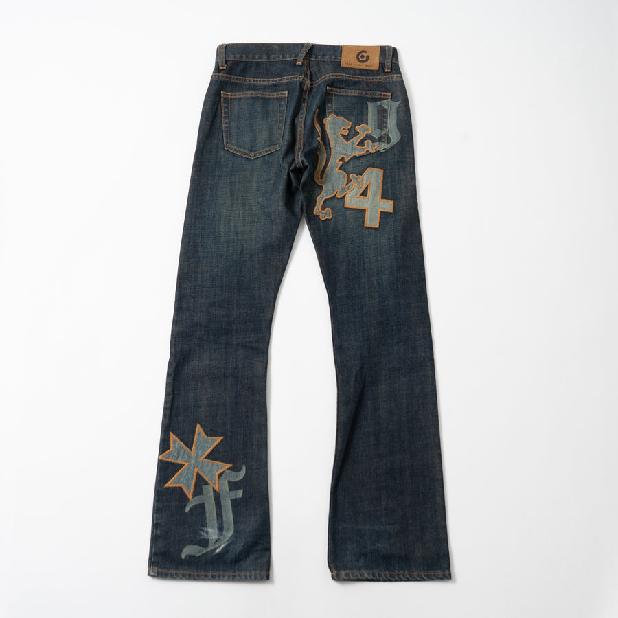 00's FAKE LONDON GENIUS Patched Bootcut Jeans