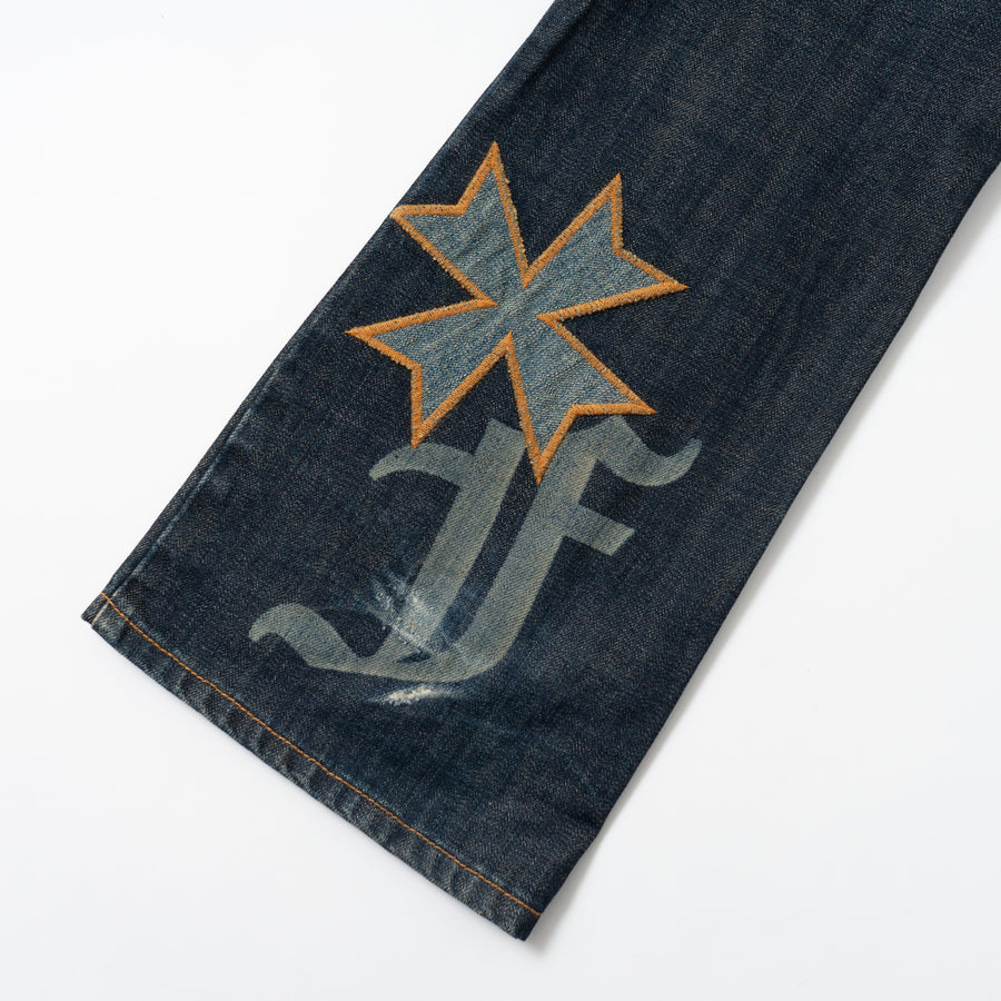 00's FAKE LONDON GENIUS Patched Bootcut Jeans