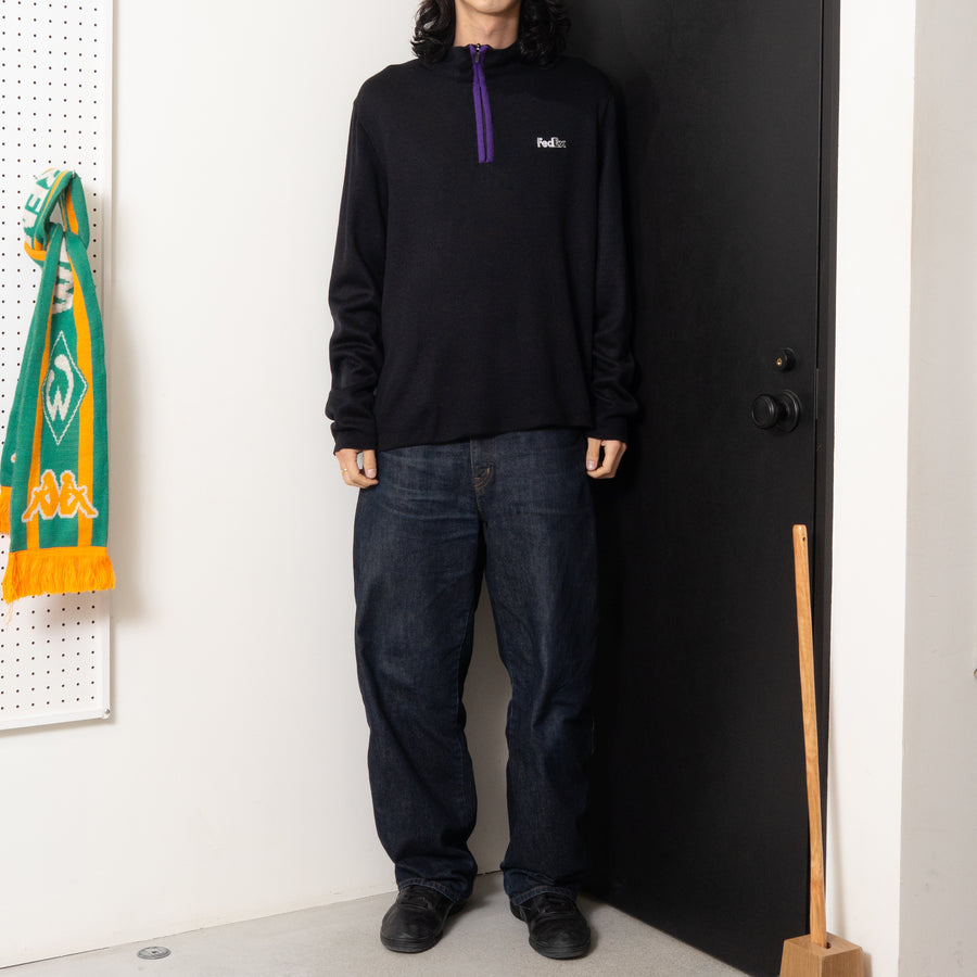 90's FEDEX HALF-ZIP KNIT SWEATER