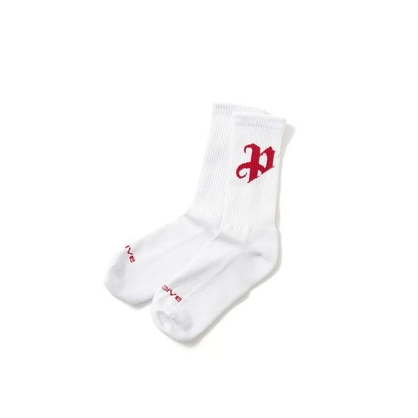 P Logo Socks -WHITE-