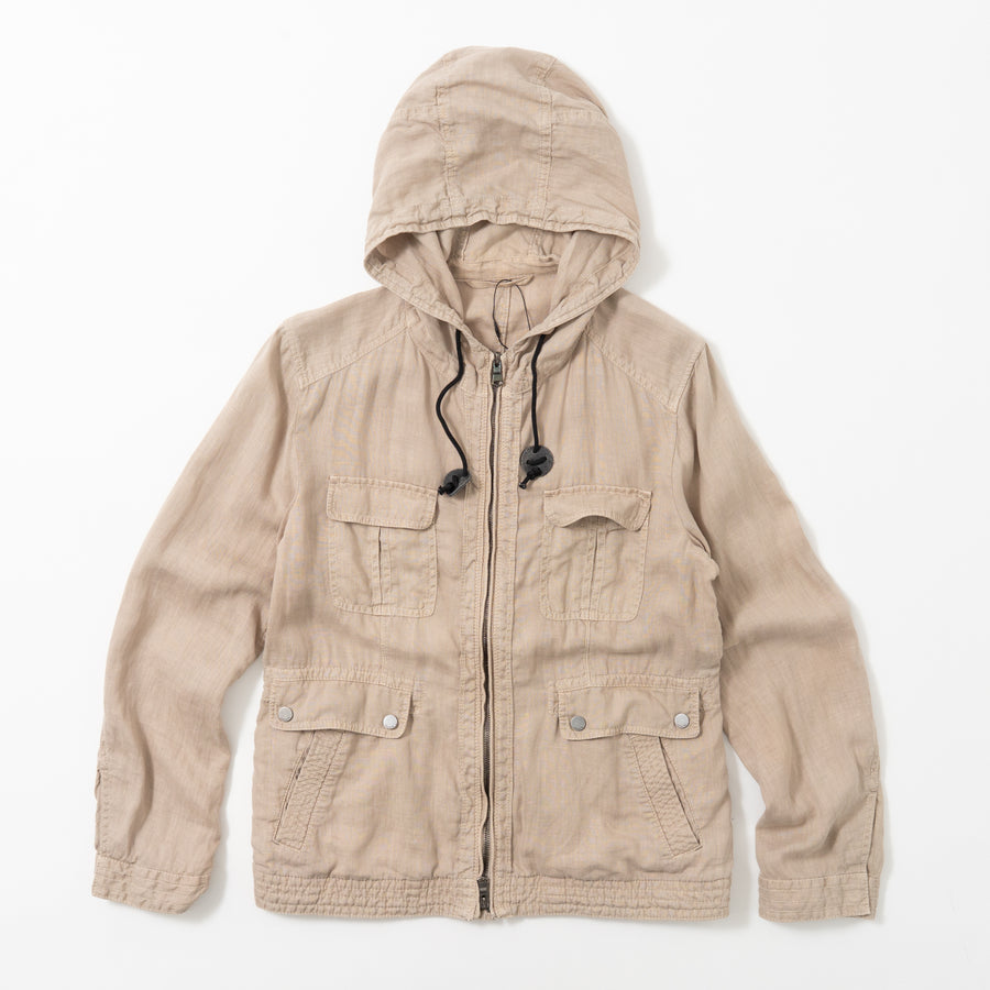 90's Joseph Homme Zip-Up Hooded Linen Jacket