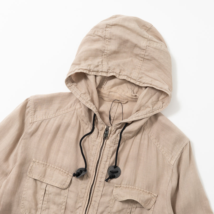 90's Joseph Homme Zip-Up Hooded Linen Jacket