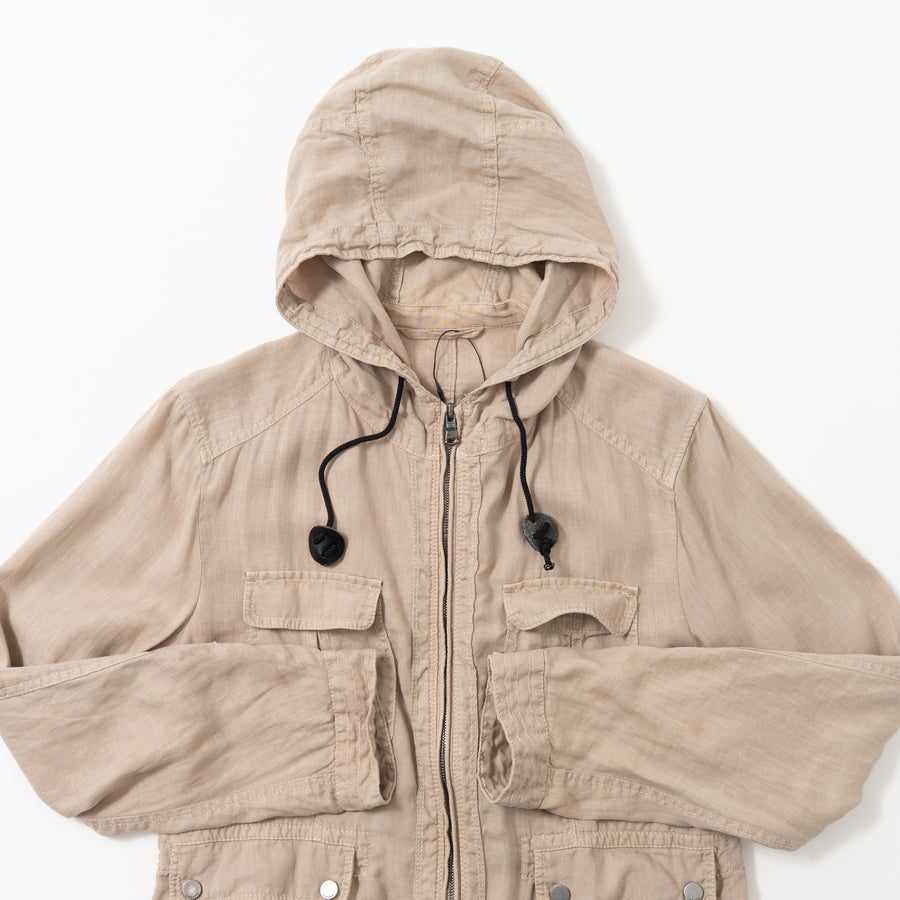 90's Joseph Homme Zip-Up Hooded Linen Jacket