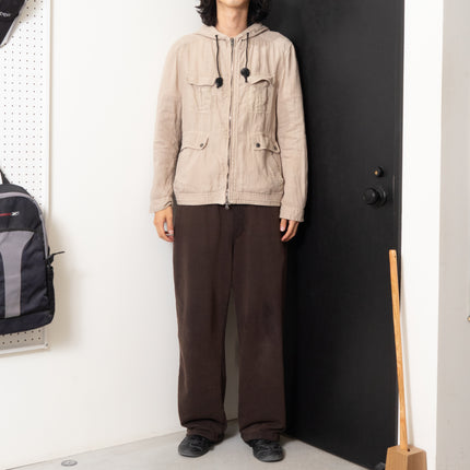 90's Joseph Homme Zip-Up Hooded Linen Jacket