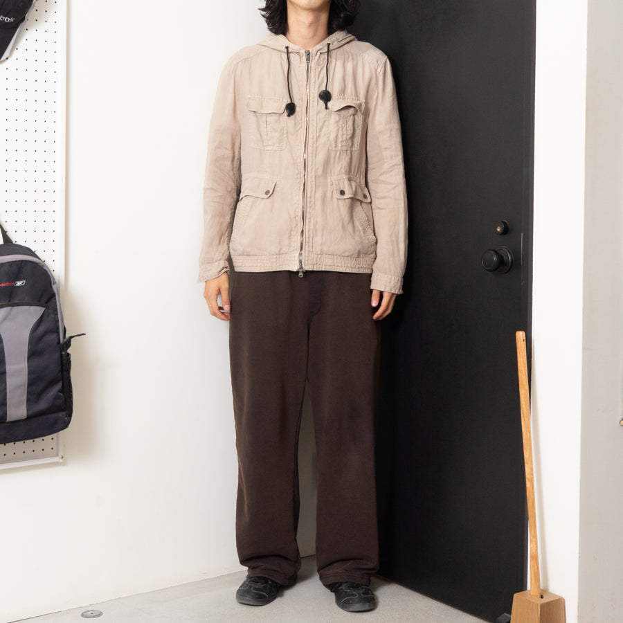 90's Joseph Homme Zip-Up Hooded Linen Jacket